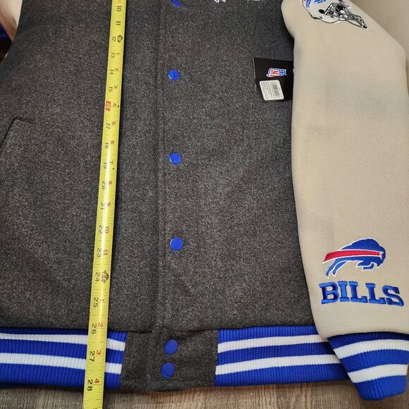 Buffalo Bills Jacket Bomber Coat Varsity Button NFL Mens Medium Embroidered - Picture 4 of 14